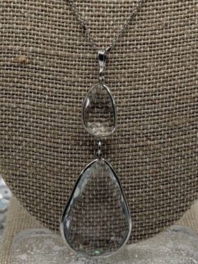 Necklace Vintage Silver Teardrop Clear Quartz Pendant Necklace - Women's Jewelry